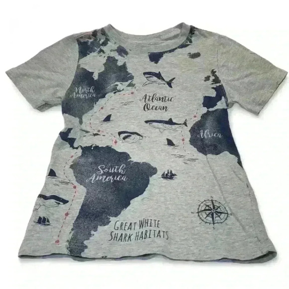 Carter’s - Grey/Navy Blue world t-shirt-Boy’s size 6 - Picture 1 of 3